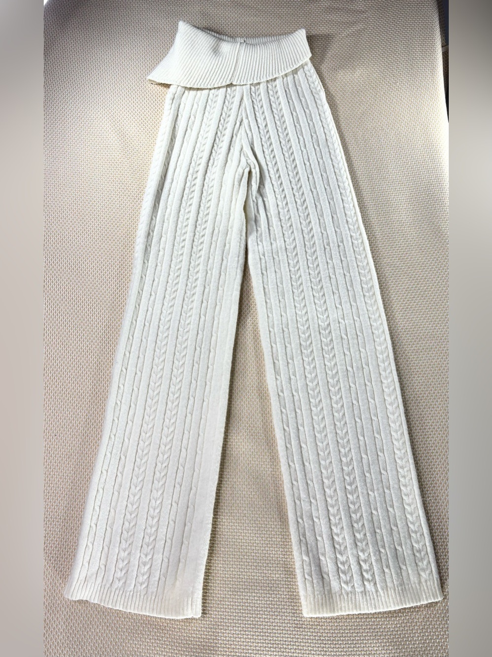 Zara off-white Cable knit Wide Leg Sweater Pants Size XS